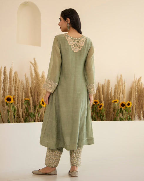 Sage Mogra – Dori Embroidered A-Line Suit Set
